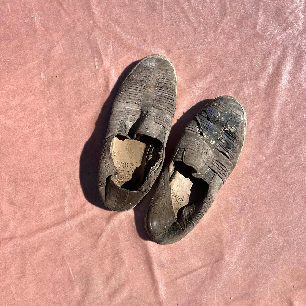 Stinky, well worn, dirty shoes